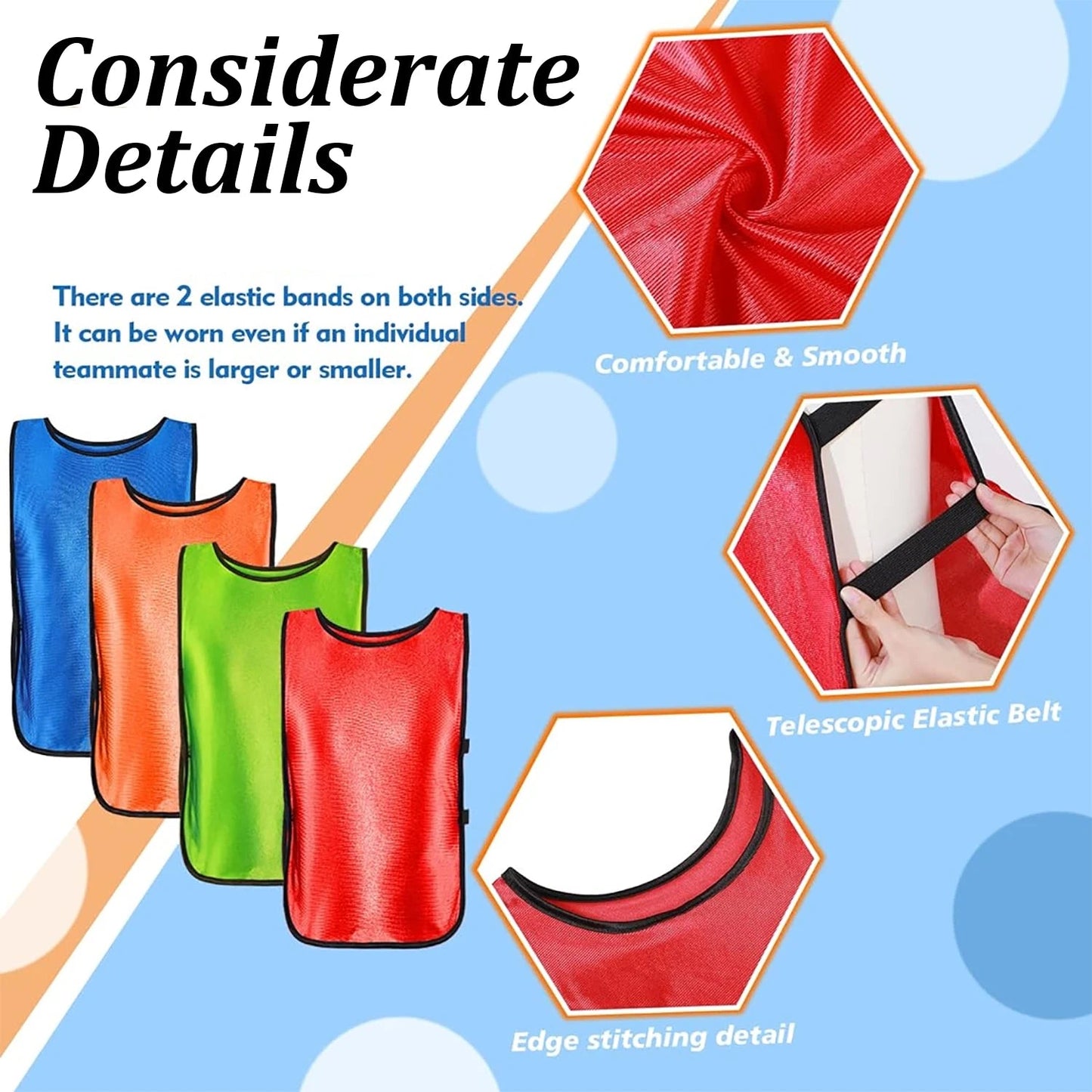 6PCS Soccer Pinnies Quick Drying Football Team Jerseys Sports Soccer Team Training Practice Youth Adult Basketball Sports Vest - WILKYs