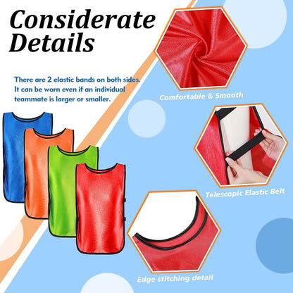 6PCS Soccer Pinnies Quick Drying Football Team Jerseys Sports Soccer Team Training Practice Youth Adult Basketball Sports Vest - WILKYs