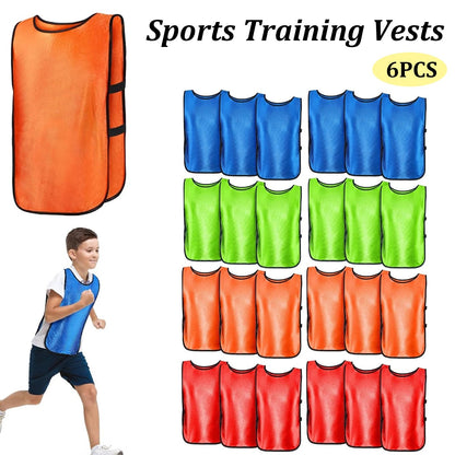 6PCS Soccer Pinnies Quick Drying Football Team Jerseys Sports Soccer Team Training Practice Youth Adult Basketball Sports Vest - WILKYs