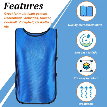 6PCS Soccer Pinnies Quick Drying Football Team Jerseys Sports Soccer Team Training Practice Youth Adult Basketball Sports Vest - WILKYs