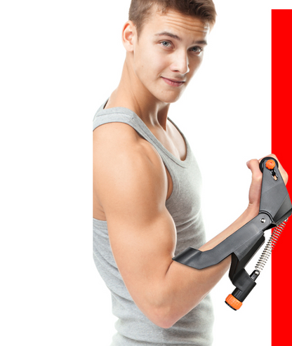 WILKYs0Professional men's wrist power equipment at home
 Name: Adjustable wrist force
 
 Color: black with orange
 
 Size: 12.5X 10X2 1 CM
 
 Material: ABS plastic carbon steel foam
 
 Exercise part: wrist arm
 
 Suitabl