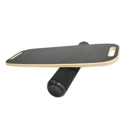 Home fitness balance board with roller for core strength exercises.