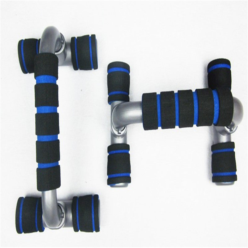 WILKYsPush Up BarsH I-shaped Push-up Stand Sponge Hand Grip ABS Fitness Chest Training G
 Overview:
 
 - Strong bearing
 
 - Sponge hand grip, comfortable when you use it


 Specification:
 
 - Color: Black &amp; Orange、Black &amp; Blue、Grey &amp; Blue、