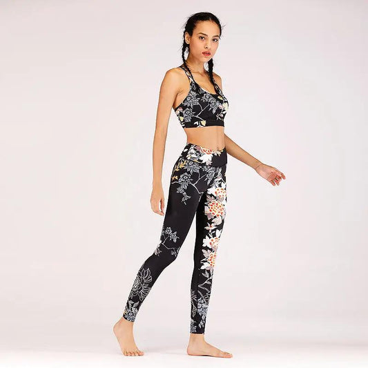 WILKYs0Printed Yoga Fitness Set
 Pattern: Floral
 
 Fabric name: Cotton blended
 
 Fabric composition: polyester fiber (polyester)
 
 Fabric composition content: 78 (%)


 
 
  Size
 Bust 
 
 Hem
