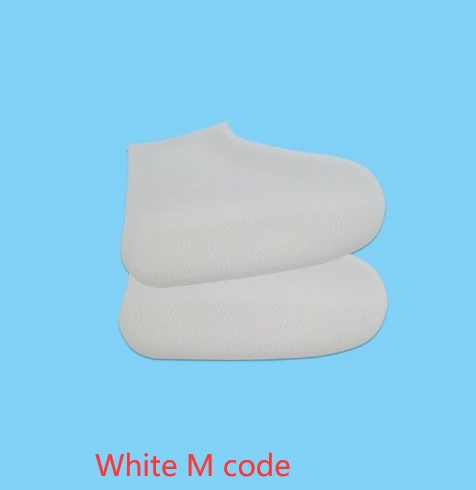 Pair of white silicone rain boots, slip-resistant and easy to carry, for hiking.