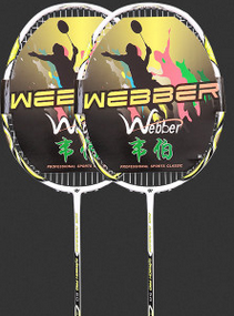 WILKYs0Weber Carbon Fiber Badminton Racket Double Shot Single Shot Durable Fe
 Frame material: carbon fiber
 
 Cable material: carbon fiber
 
 Applicable object: amateur junior (300 yuan or less)
 
 Handle thickness: G4
 
 Rod hardness: moder