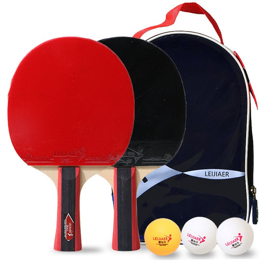 WILKYs0Table tennis racket with two rackets and three balls
 Brand Model: LP-1219
 
 Shooting type: horizontal / straight
 
 Configuration floor: seven-layer pure wooden floor
 
 Configuration rubber: LEIJIAER standard
 
 Re