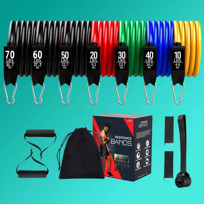 WILKYsFitness equipmentHome Fitness Equipment Tpe Latex 11 Piece Set TensionerThis 11-piece set of Tpe Latex home fitness equipment offers a versatile and effective workout option. With its durable material and multiple tension levels, it allo