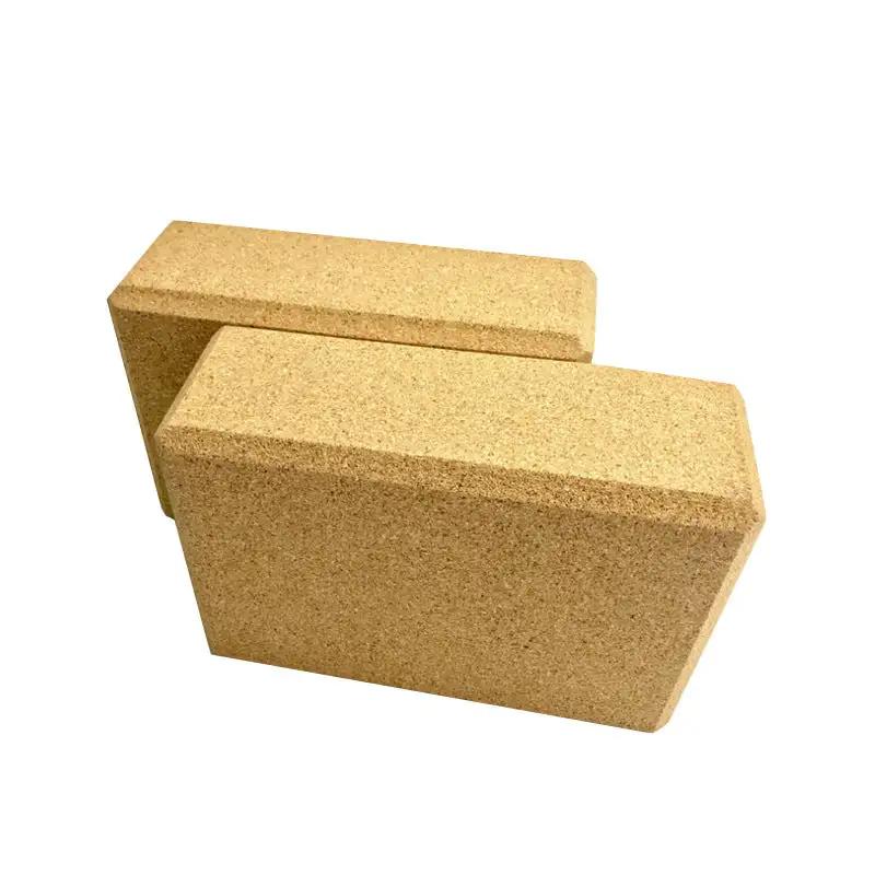 Natural cork yoga bricks, high density, ideal for fitness and sports activities.