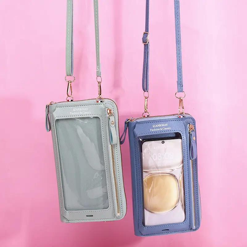 WILKYs4Transparent Touch Screen Mobile Phone Crossbody Bags Women Anti-theft 
 Product information:
 


 Material:pu
 
 Opening:zipper
 
 Internal structure of the bag: coin place
 
 Shape of the bag: vertical square
 
 Lining texture: pu
 
 