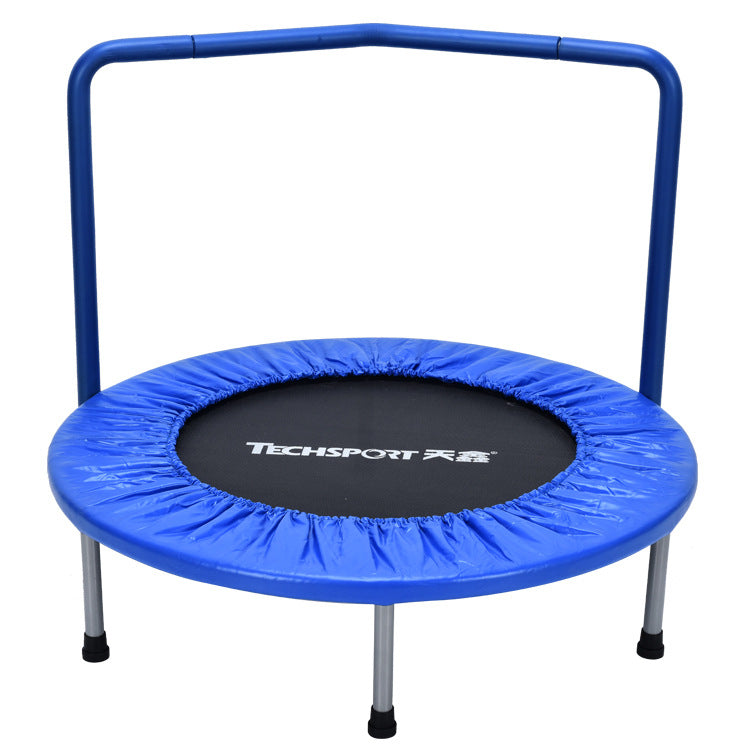 WILKYsTrampolineHousehold Children's Indoor And Outdoor Trampoline
 Product information:
 
 Size: Diameter 91cm
 
 Armrest: Type I armrest, non-adjustable, height 760mm
 
 Material: PVC
 
 Applicable people: general
 
 Color: 6212-