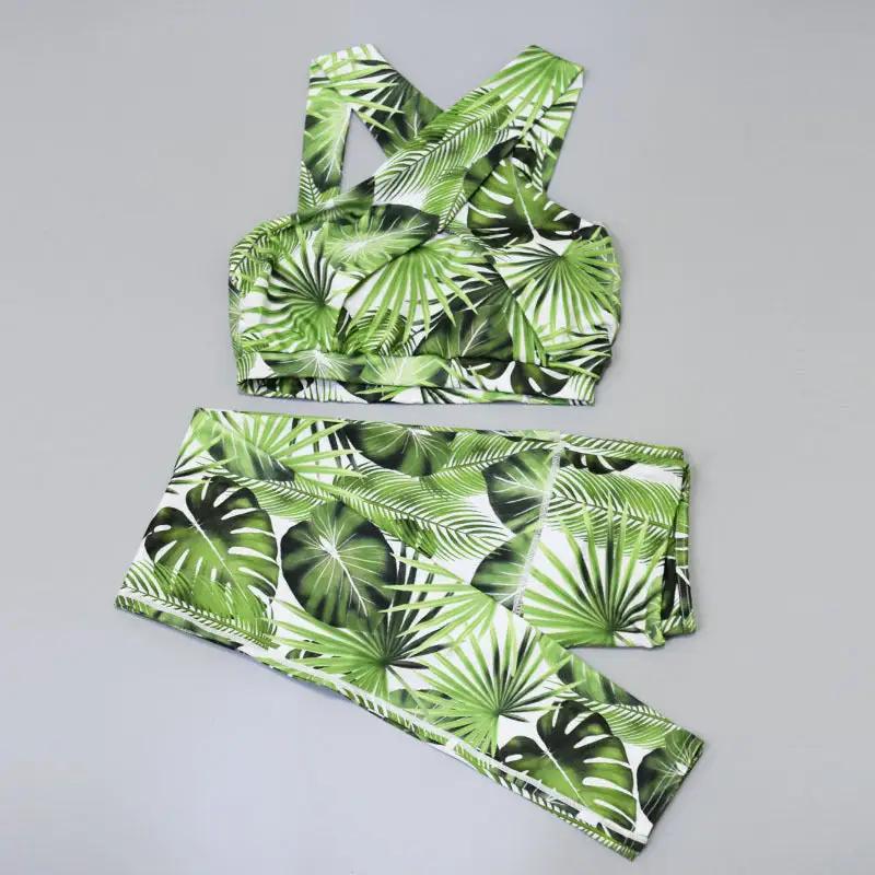 Leaf Print Yoga Fitness Set