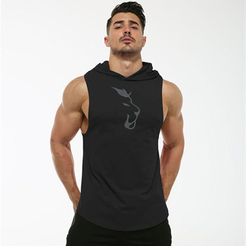 WILKYsHooded Sleeveless Vest Men's Fitness