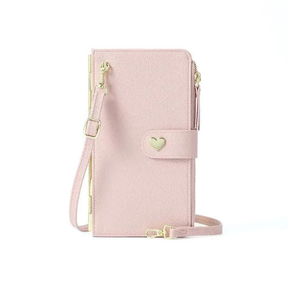 WILKYs4Mobile Phone Bags With Transparent Touch Screen Love Buckle Long Walle
 Product information:
 


 Material:pu
 
 Opening:zipper
 
 Bag shape: vertical square type
 
 Applicable gender: female
 
 Popular elements: woven, straw, plaid, d