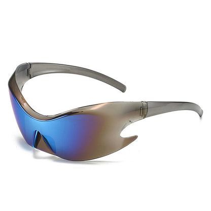 Whiestan - Futuristic Mirrored Sleek Wrap Around Sports Sunglasses-4