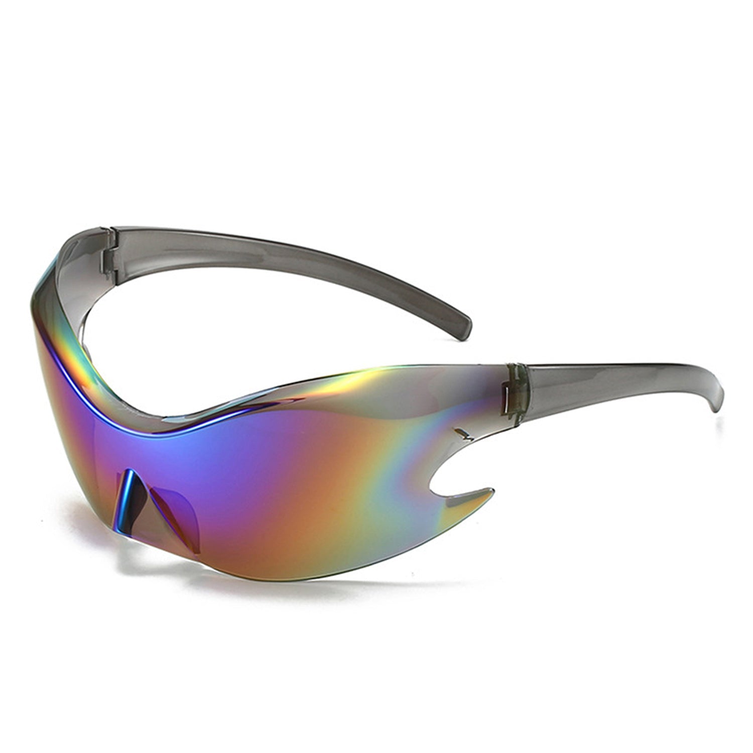 Whiestan - Futuristic Mirrored Sleek Wrap Around Sports Sunglasses-0