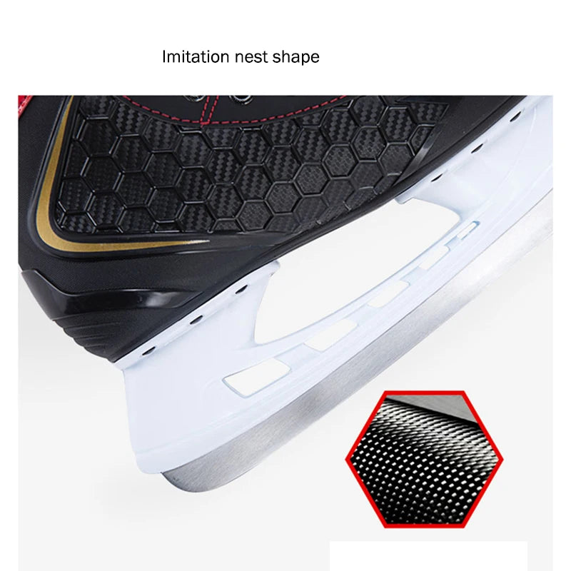 Winter Professional Ice Hockey Skating Shoes EU28-45 PU Thermal Thicken Hive Skake Shoes with Ice Blade for Adult Kids Beginner