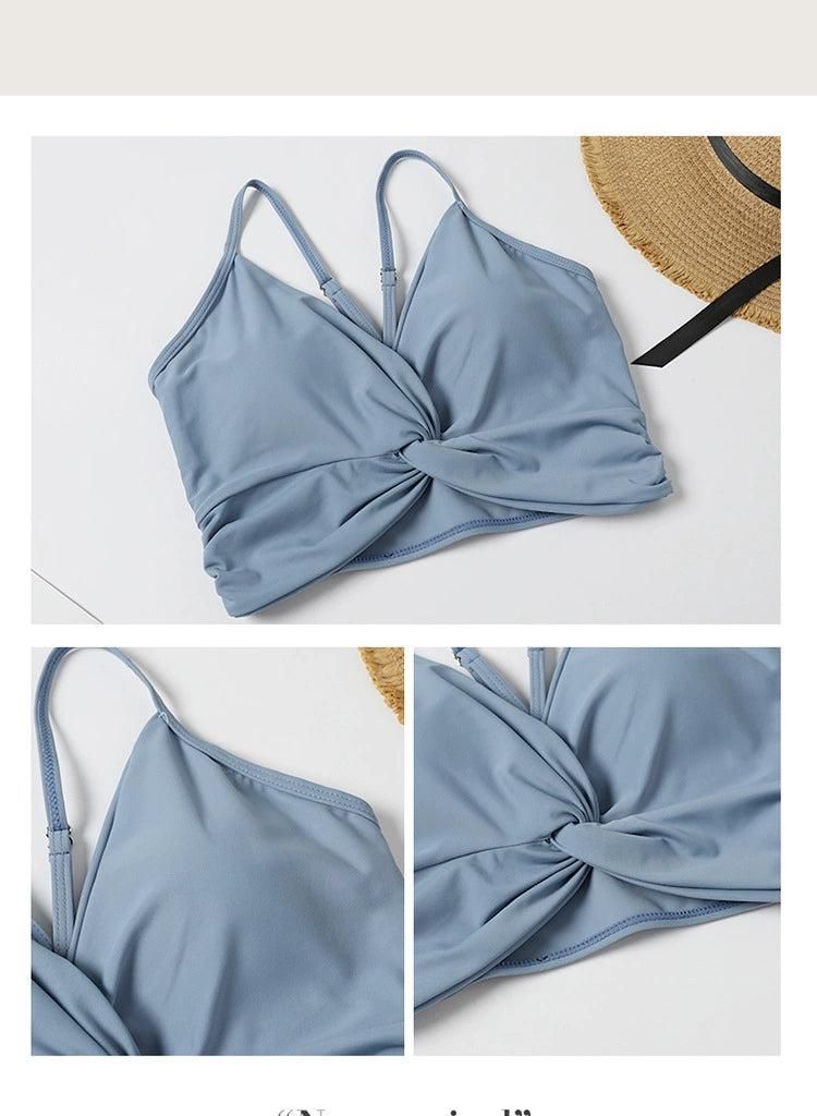 Swimsuit Female New New Two-Piece Suit Sexy Separates Bikini High Waist Cover Your Belly and Gather Your Breasts Hot Spring Swimwear