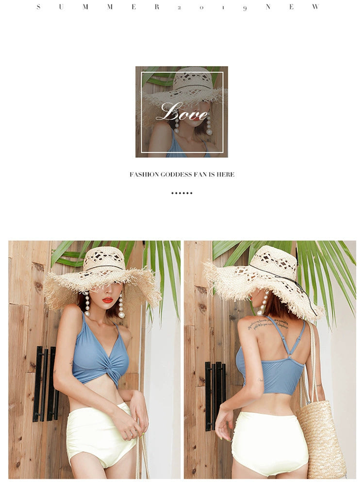 Swimsuit Female New New Two-Piece Suit Sexy Separates Bikini High Waist Cover Your Belly and Gather Your Breasts Hot Spring Swimwear