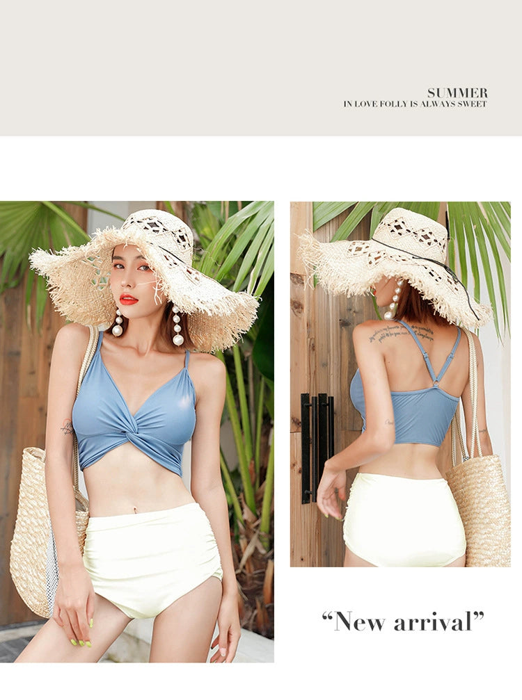 Swimsuit Female New New Two-Piece Suit Sexy Separates Bikini High Waist Cover Your Belly and Gather Your Breasts Hot Spring Swimwear