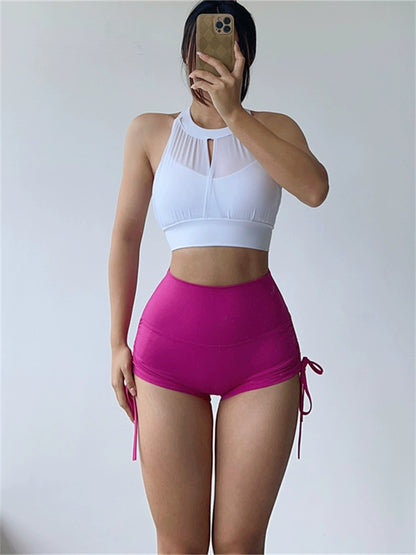 Mesh Sexy Dance Slightly Pleated Vest Bra Yoga