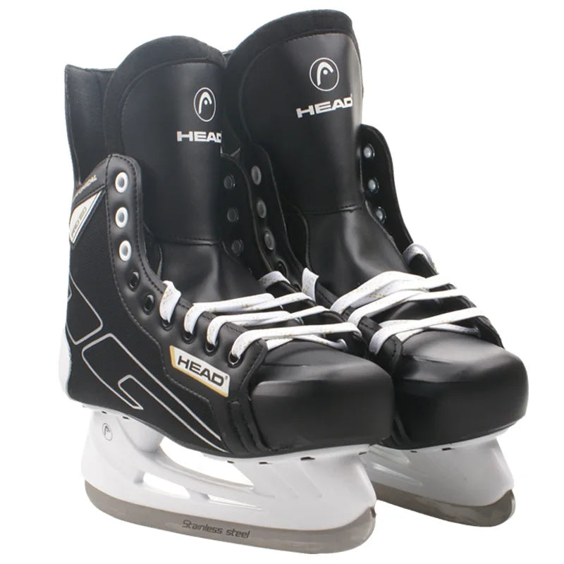 S180 Black Leather Ice Hockey Knife Blades Skates Shoes Patines With Real Ice Blade Adult Children Size 28-47 Beginners