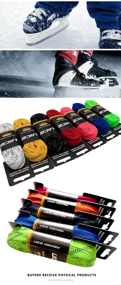 Ice Hockey Skate Laces 84 96 108 120inch Dual Layer Braid Reinforced Waxed Tip Design Hockey Skate Shoe Lacer Hockey Accessories