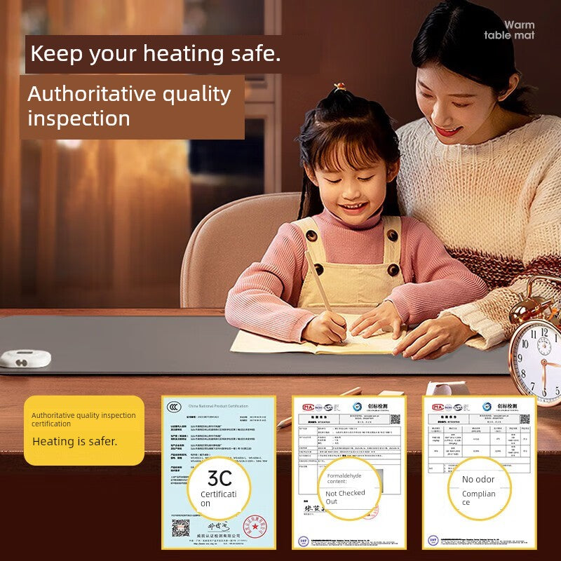 Thermostat Heating Table Mat Student Homework Large Digital Display Linen Heating Table Heating Mat Winter Waterproof Mouse Pad