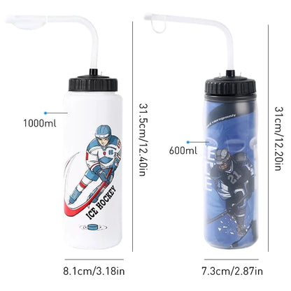 Free 1000ML Ice Hockey Water Bottle Portable Large Capacity Football Lacrosse Bottle Classic Extended Tip Design Sports Gear