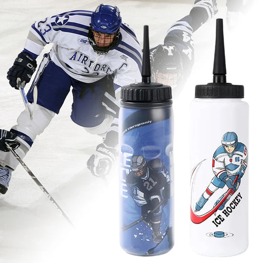 Free 1000ML Ice Hockey Water Bottle Portable Large Capacity Football Lacrosse Bottle Classic Extended Tip Design Sports Gear