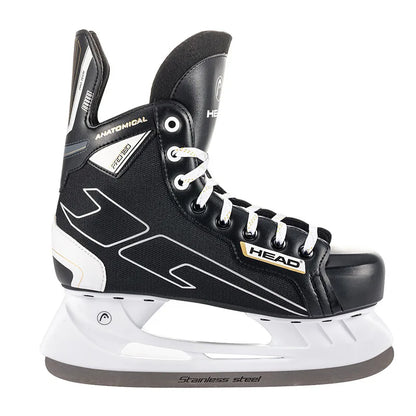 S180 Black Leather Ice Hockey Knife Blades Skates Shoes Patines With Real Ice Blade Adult Children Size 28-47 Beginners