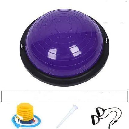 Pilates ball yoga fitness equipment with accessories including pump and resistance bands.