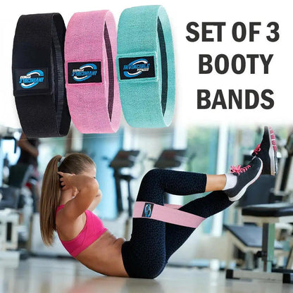 Set of 3 fabric resistance bands for legs and butt, ideal for workouts.