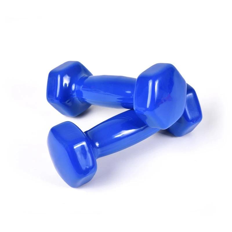 Blue adjustable dumbbell set for home fitness and arm reduction workouts.