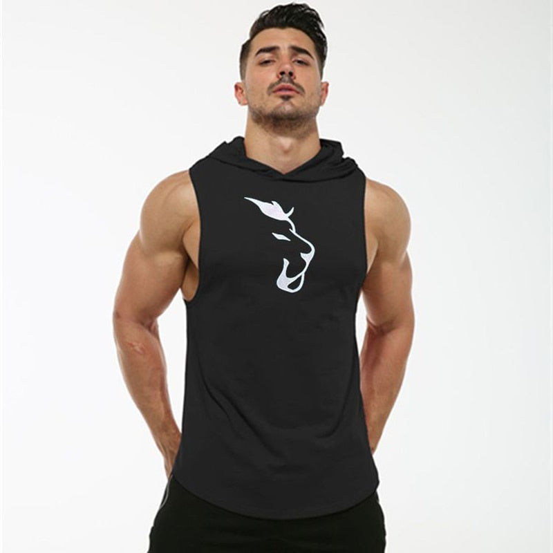 WILKYsHooded Sleeveless Vest Men's Fitness