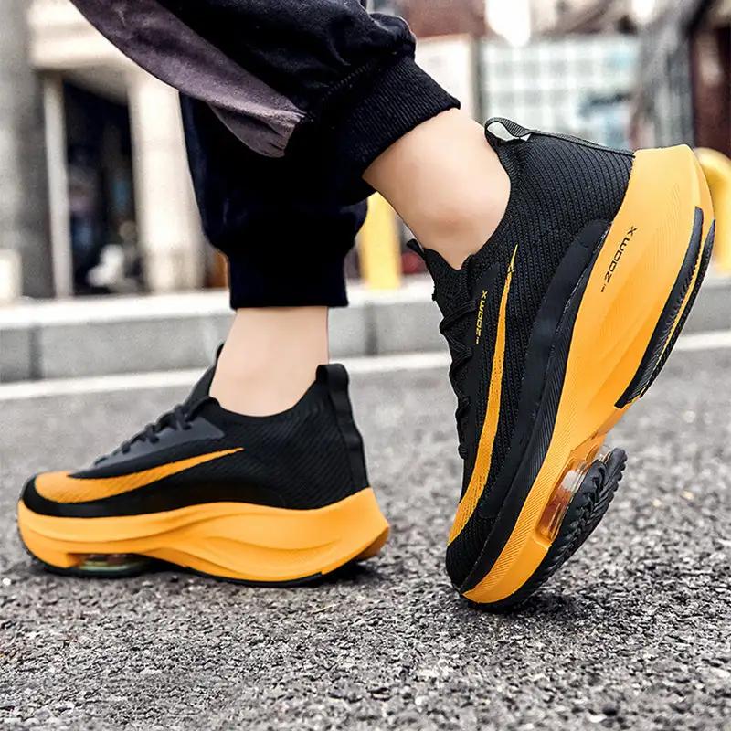 Air Cushion Sports Shoes Men Personalized Fashion Breathable Lace Up Knit Sneakers Casual Outdoor Running Walking Shoes - WILKYs