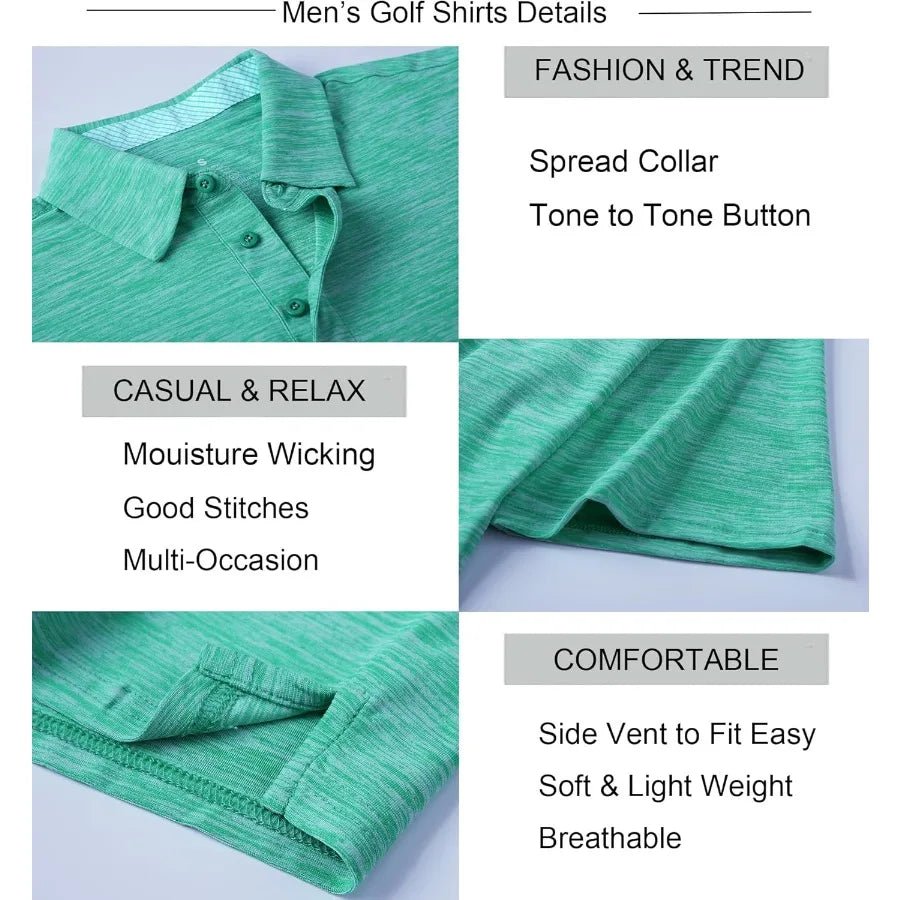 Alex Vando Mens Golf Shirt Moisture Wicking QuickDry Short Sleeve Casual Polo Shirts for Men - WILKYs