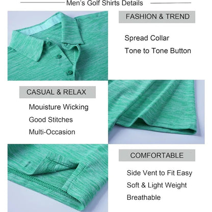 Alex Vando Mens Golf Shirt Moisture Wicking QuickDry Short Sleeve Casual Polo Shirts for Men - WILKYs