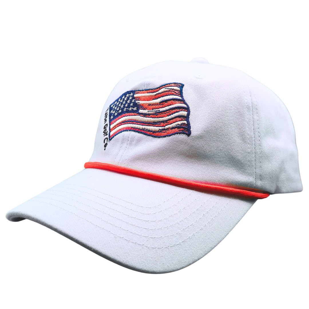 American Flag Baseball Hat with Red Rope – 6 - Panel Performance Cap - WILKYs