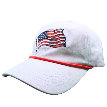 American Flag Baseball Hat with Red Rope – 6 - Panel Performance Cap - WILKYs