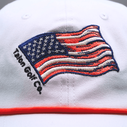 American Flag Baseball Hat with Red Rope – 6 - Panel Performance Cap - WILKYs