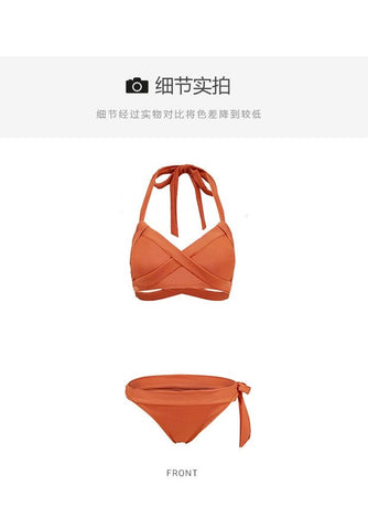 @ Om New Sexy Separates Orange Small Chest Push up Bikini Swimsuit Women's Seaside Vacation Sports Swimsuit - WILKYs