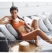 @ Om New Sexy Separates Orange Small Chest Push up Bikini Swimsuit Women's Seaside Vacation Sports Swimsuit - WILKYs