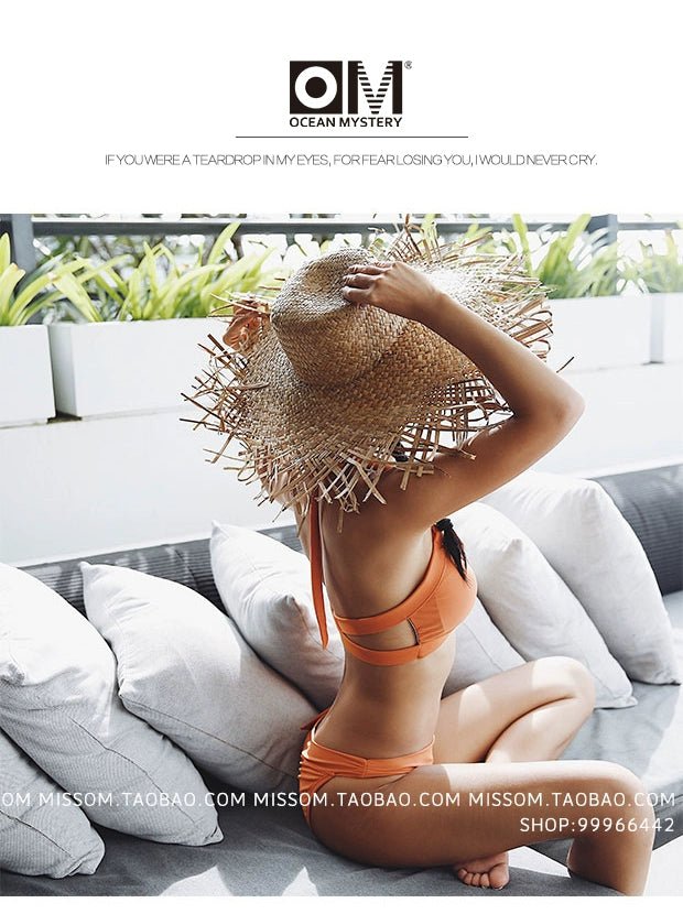 @ Om New Sexy Separates Orange Small Chest Push up Bikini Swimsuit Women's Seaside Vacation Sports Swimsuit - WILKYs