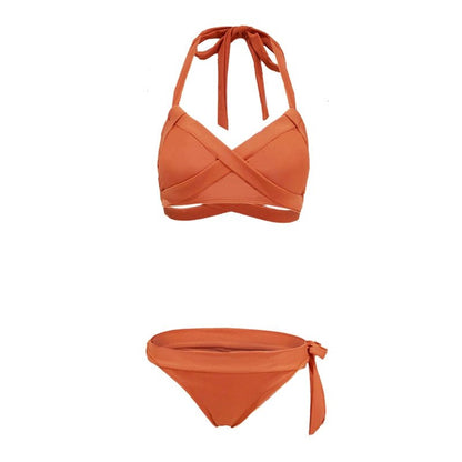 @ Om New Sexy Separates Orange Small Chest Push up Bikini Swimsuit Women's Seaside Vacation Sports Swimsuit - WILKYs