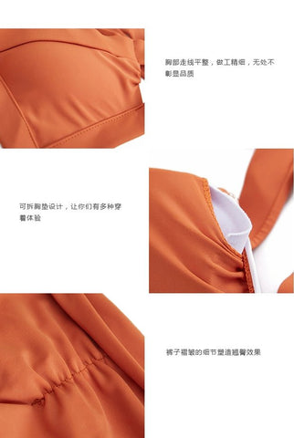 @ Om New Sexy Separates Orange Small Chest Push up Bikini Swimsuit Women's Seaside Vacation Sports Swimsuit - WILKYs