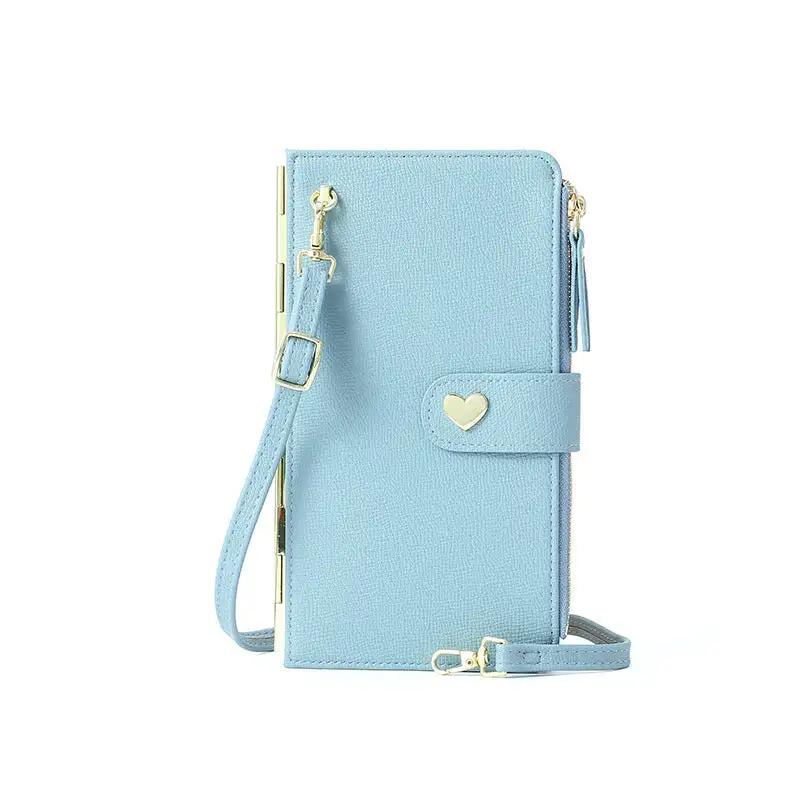 WILKYs4Mobile Phone Bags With Transparent Touch Screen Love Buckle Long Walle
 Product information:
 


 Material:pu
 
 Opening:zipper
 
 Bag shape: vertical square type
 
 Applicable gender: female
 
 Popular elements: woven, straw, plaid, d