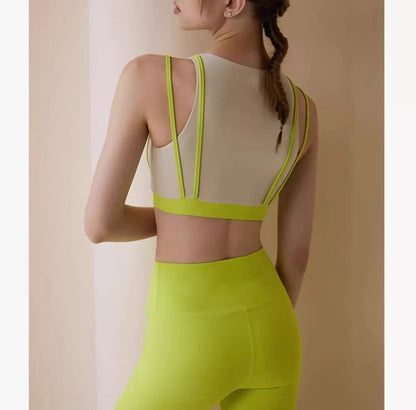 WILKYs0Masked Yoga And Fitness Workwear
 
 Product information :
 
 
 Color: fluorescent coat, warm yellow coat, fluorescent trousers, warm yellow trousers
 
 Sleeve length: sleeveless
 
 Pant length: cro