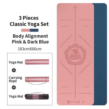 WILKYs0Zodiac Tpe Yoga Mat Widened Female Fitness Mat
 Product information:


 Material: TPE
 
 Thickness: 6/8 (mm)
 
 Product Category: Yoga Mat
 
 Specifications: 6MM, 8MM (cm)
 
 Pattern: Asana guide line


 


 Pac