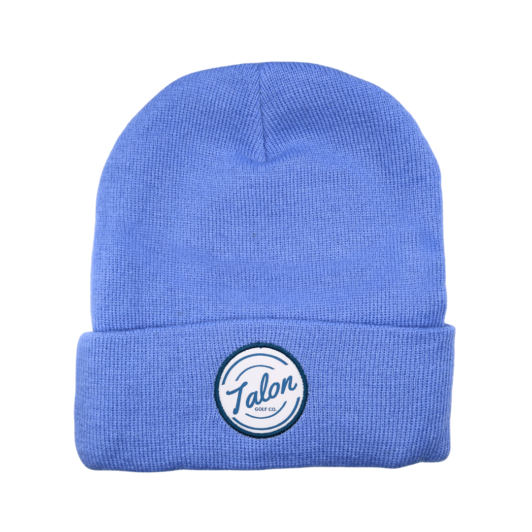 Blue Knit Beanie w/ White Talon Circle Logo - WILKYs